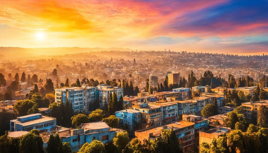 Addis Ababa sunrise and sunset