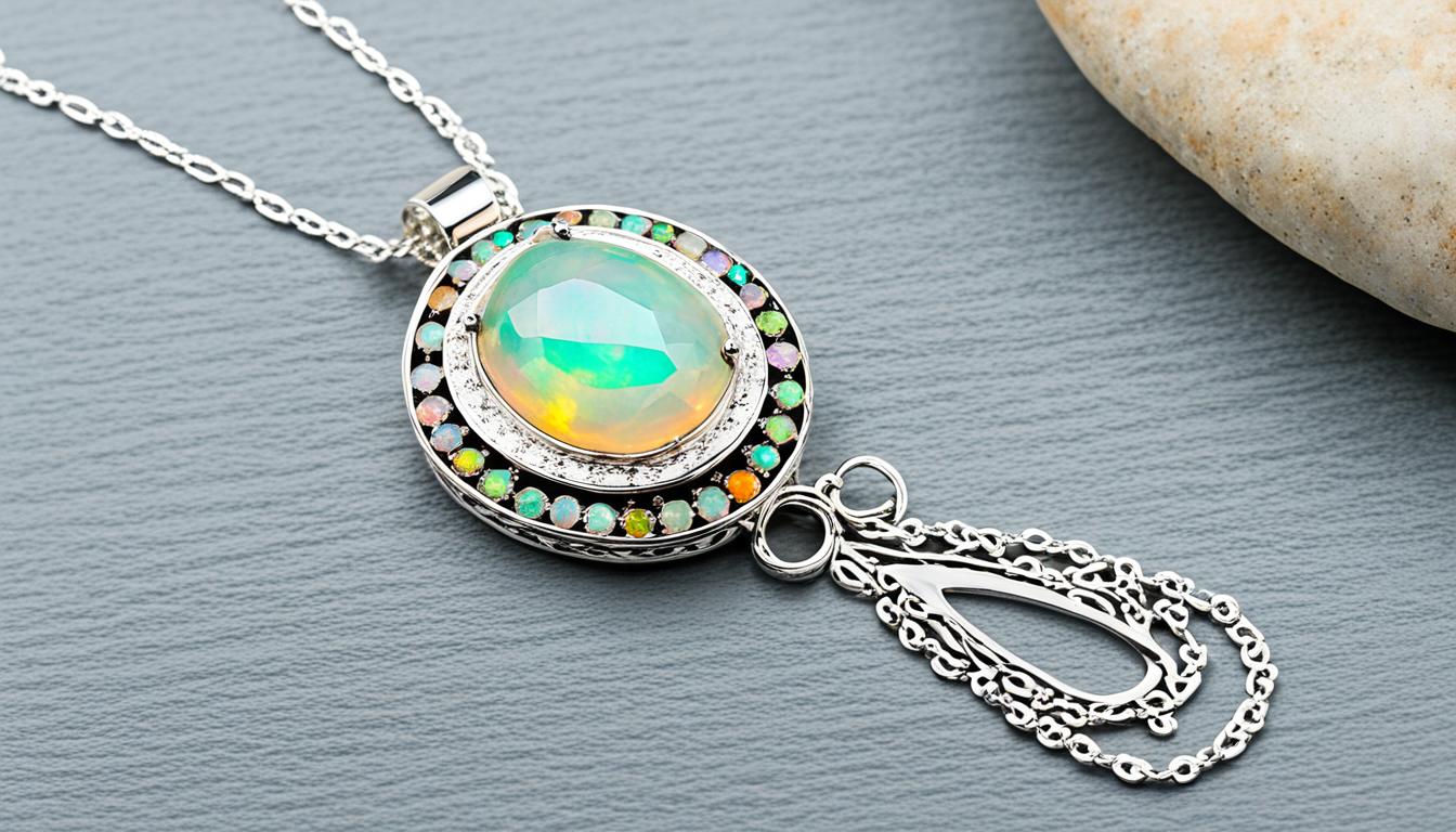 Ethiopian Opal Necklace Sterling Silver