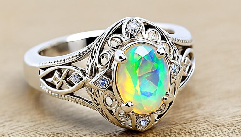 White Gold Ethiopian Opal Ring